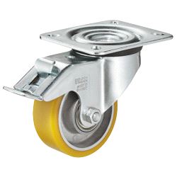 Gummihjul Ø80mm 180 kg. roterende m/brems H=101