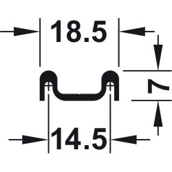 Slido F-Line14 25A Bunnskinne smal 5m. Sølvfarget