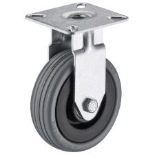 Gummihjul Ø75mm Fast med plate, uten brems