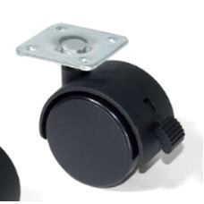 Møbelhjul Ø50mm Sort plast m/brems