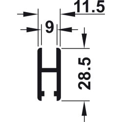 Slido F-Line14 25A Glasskinne 5m. Sølvfarget Alum.