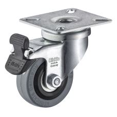 Gummihjul Ø50mm Roterende med plate, med brems