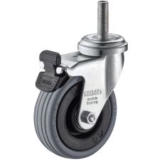 Gummihjul Ø75mm Roterende med M10 bolt, med brems