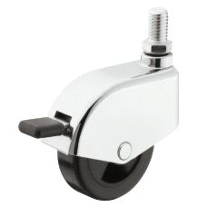 Gummihjul m/kappe Ø50 med brems, tapp M10